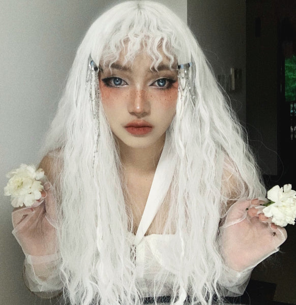 Lolita wool roll white wig DB7281
