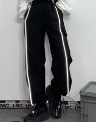 Black reflective casual pants DB6915