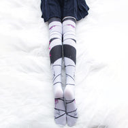 Dark printed lacquered socks DB4693