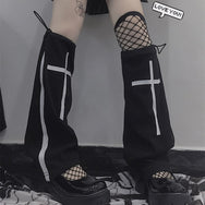 Black Printed Leg Socks DB6889
