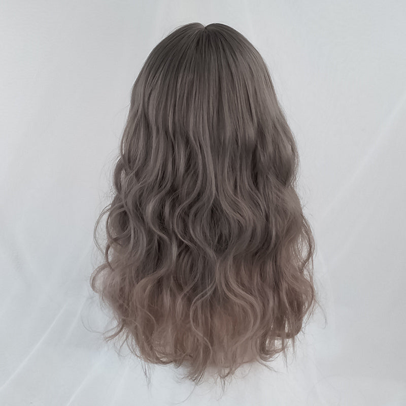 Harajuku gray gradient long curly wig DB6368