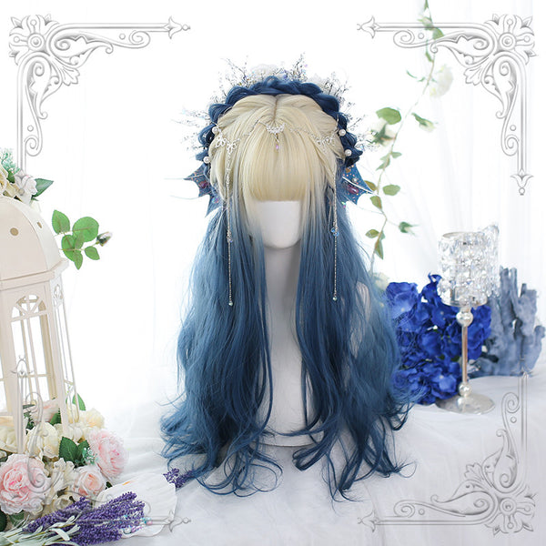 White and blue gradient wig DB7376