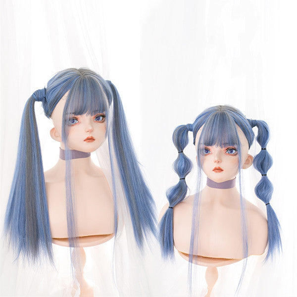 Lolita blue and gray mixed color wig DB5855