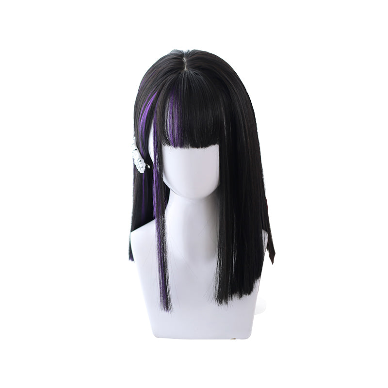Harajuku natural black gradient purple wig  DB4340