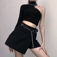 Black high waist chain skirt DB7448