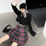 jk red and green plaid skirt DB7210