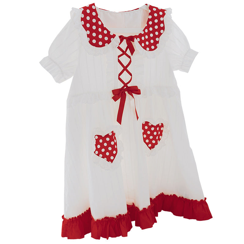 Cute red+white dress DB6042