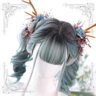 Harajuku Lolita Dark Green Gradient Long Curly Hair Wig DB5121