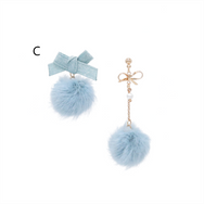 Haze blue snowflake hair ball earrings DB6278