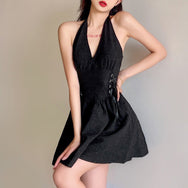 Black Hot Halter Dress DB7344