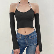 Hot girl fashion suspender t-shirt DB7416