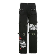 Printed Metal Button Trousers  DB7875