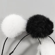 Black and white hair ball headband DB5017