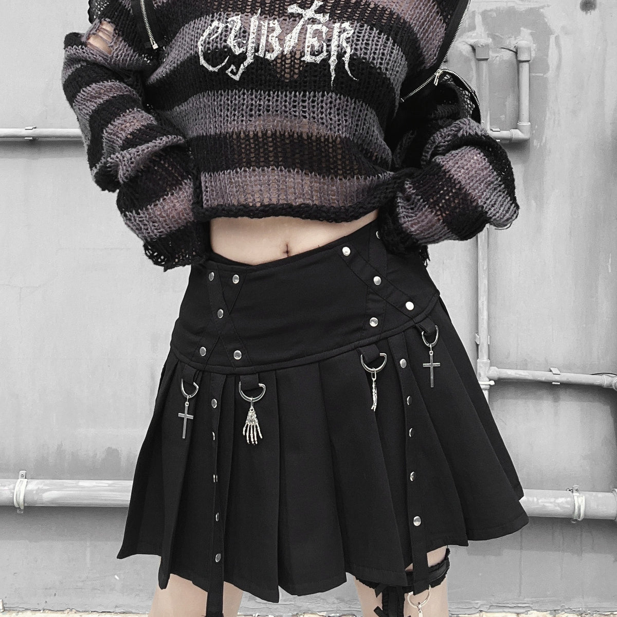 punk pleated skirt  DB7822
