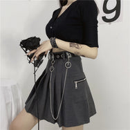 Punk chain belt pleated skirt DB7163