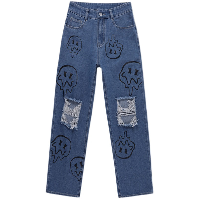 printed ripped jeans DB7630