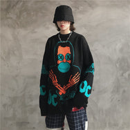 Dark cartoon jacquard loose sweater (men and women) DB4762