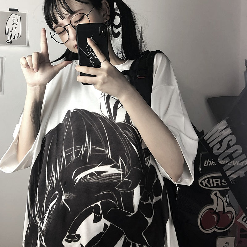 Dark cartoon girl short sleeve T-shirt DB5680