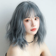 Blue short curly wig DB6117
