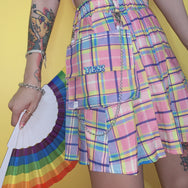 Color plaid pleated skirt DB5958