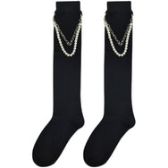Black Chain Knee Socks  DB7852
