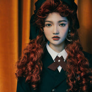 Lolita red long curly wig DB6391