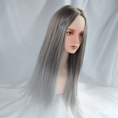 Silver gradient white long straight wig DB4124