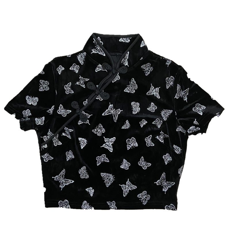 Harajuku Butterfly Top + Black Pleated Skirt Set DB5639