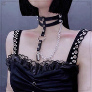 Punk Gothic Rivet Chain Leather Collar DB7186