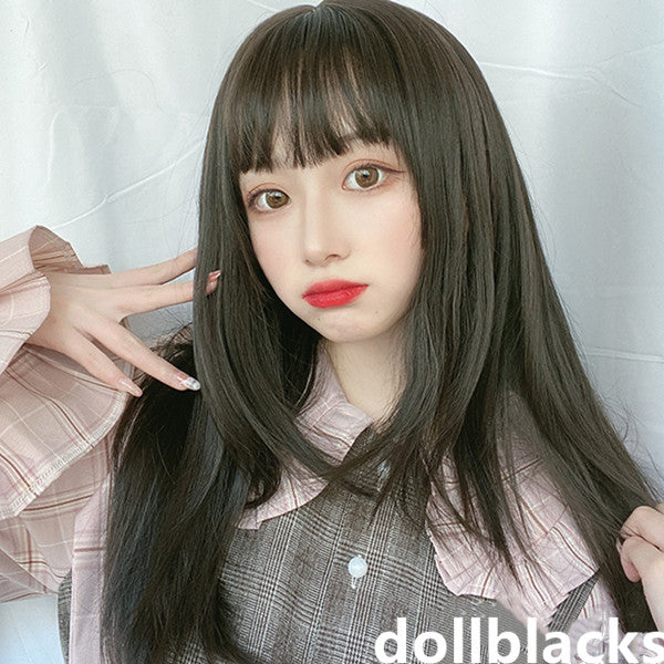 Lolita dark brown long straight wig DB5356