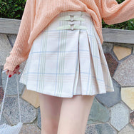 All-match plaid pleated skirt DB6045