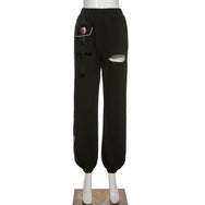 High waist printed casual pants DB6142
