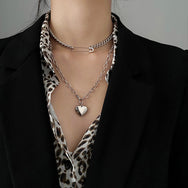 Pin Heart Thick Chain Necklace DB7633