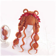 Harajuku Lolita Red Orange Long Curly Hair Wig DB5190
