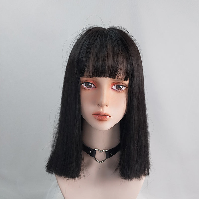 Natural black medium long wig DB6076