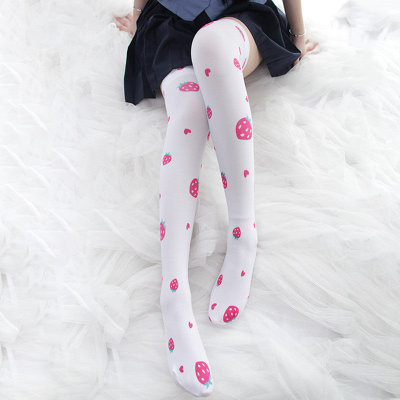 Strawberry printed knee socks DB4499
