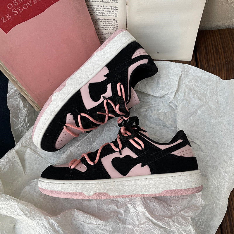 pink and black love sneakers DB7654