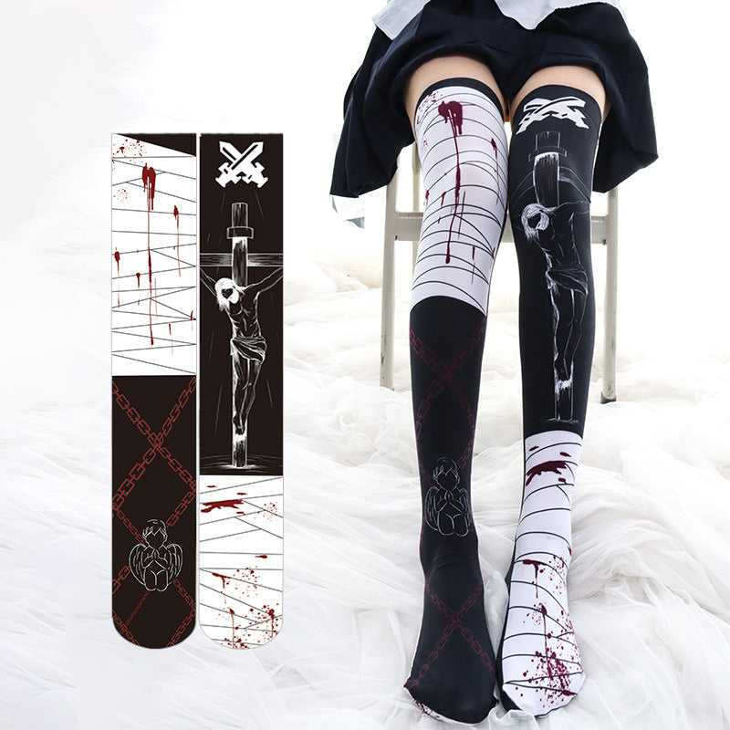 Halloween blood print silk stockings DB7362