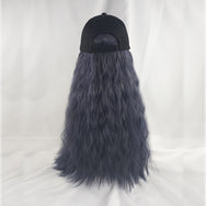 Smoky blue hat long wig DB4098
