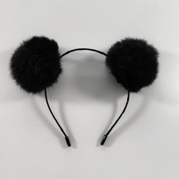 Black and white hair ball headband DB5017