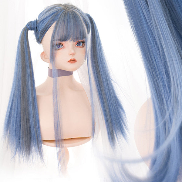 Lolita blue and gray mixed color wig DB5855
