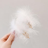 White Pearl Feather Hair Clip (two pcs)  DB5585
