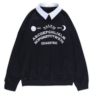 Black loose print sweatshirt  DB6145