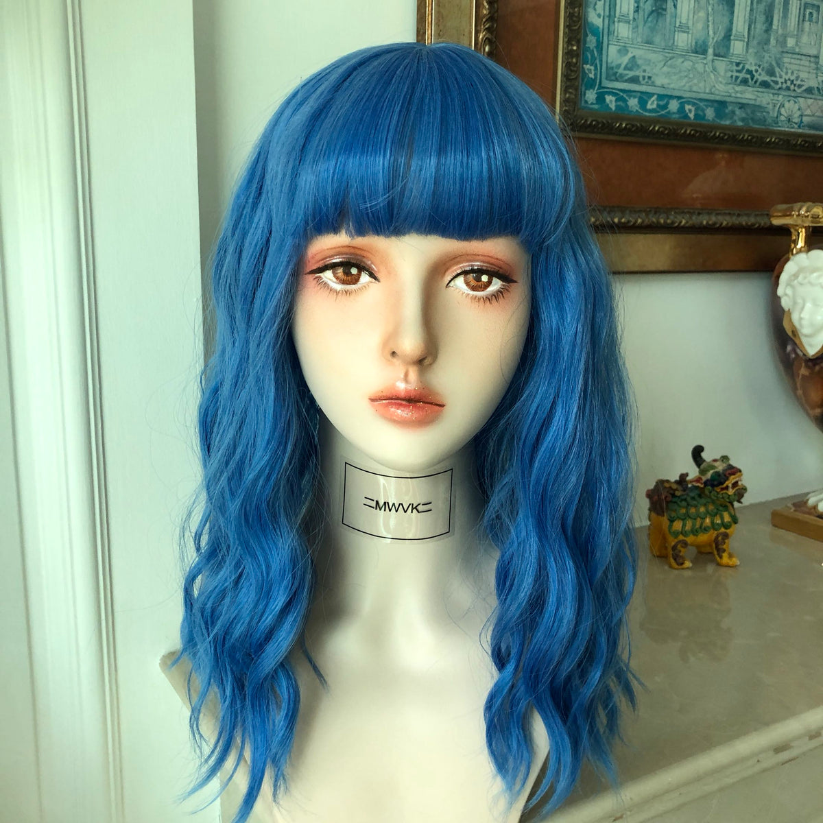 Sea salt blue curly wig DB7577