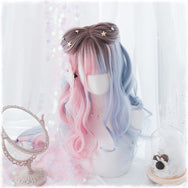 Lolita blue powder gradient long curly hair wig DB4819