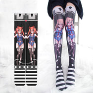 Dark printed knee socks DB4458