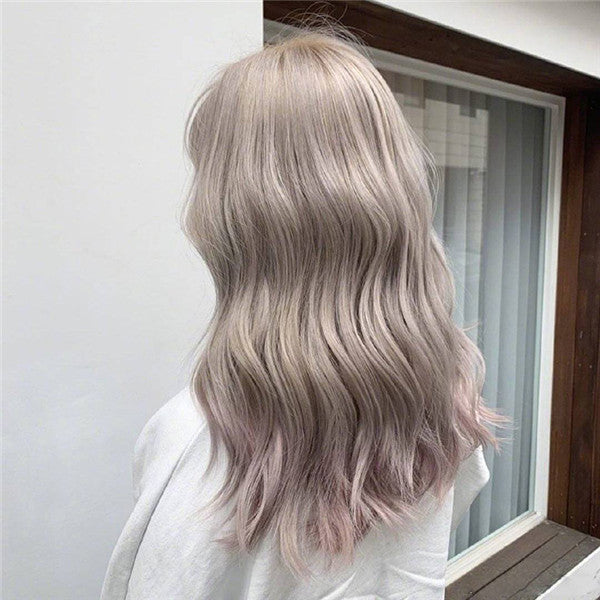 Gray-pink long-length wig DB4136