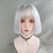 Harajuku silver white short straight hair wig DB5431