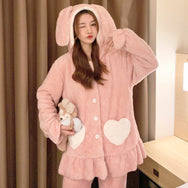 Cute bunny ears hooded pajamas + pants DB6325
