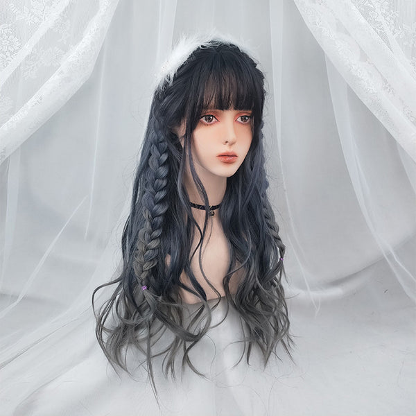 Harajuku blue gray gradient wig DB5480